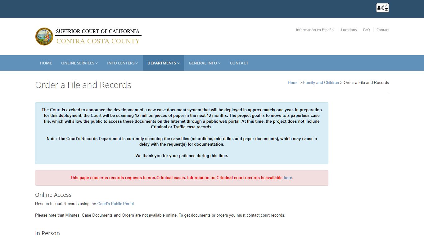 Family Court Records: Contra Costa Superior Court