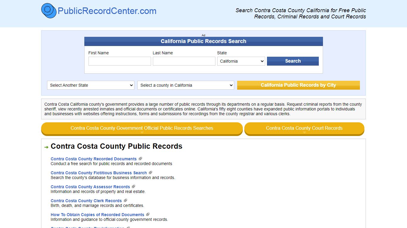 Contra Costa County California Free Public Records - Court Records ...